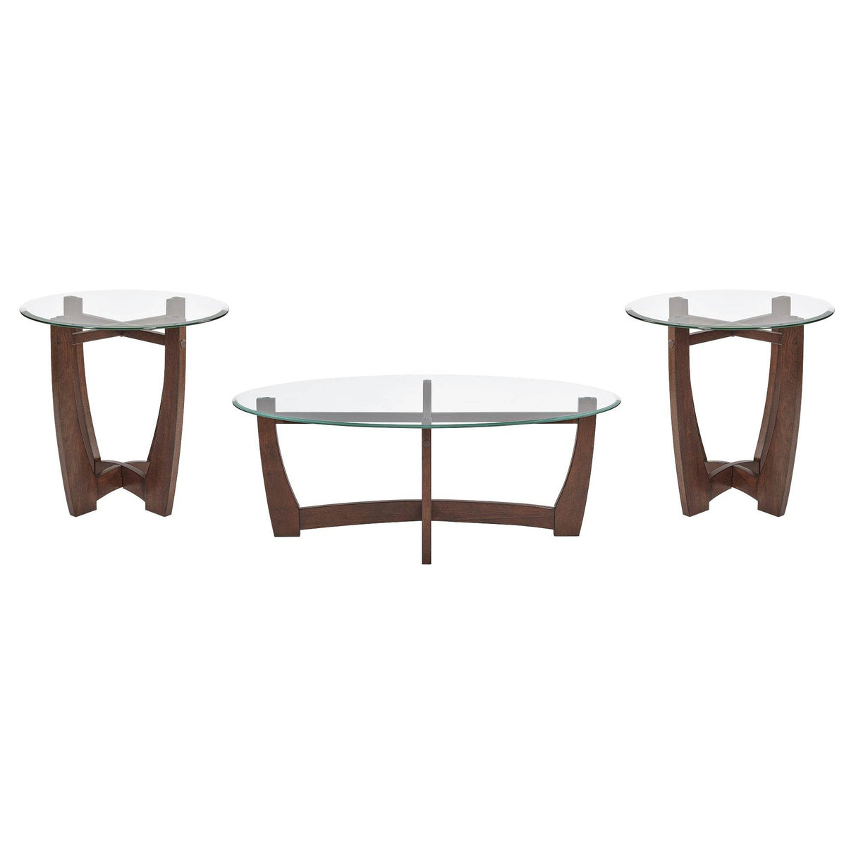 48-Inch Oval Cherry Wood Tempered Glass Coffee Table - Sleep Galleria