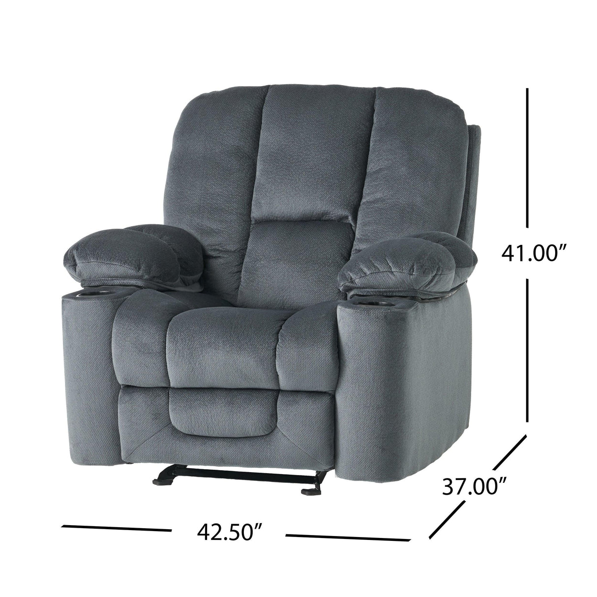 Manual Recliner Chair With Skin-Friendly Fabric And Cup Holders - Omega Lifestyles