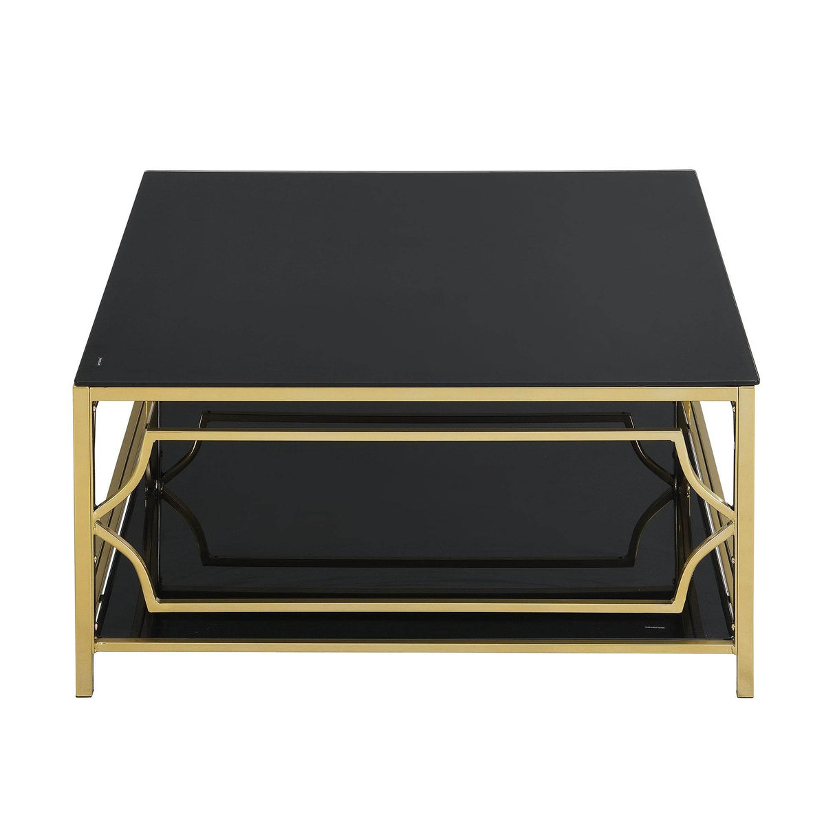 Modern Square Glass Coffee Table With Gold Metal Frame - Sleep Galleria