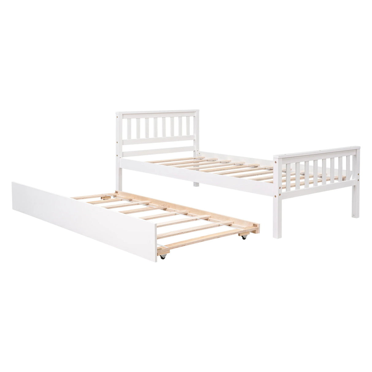 Twin Platform Bed Frame With Pull-Out Trundle - Omega Lifestyles