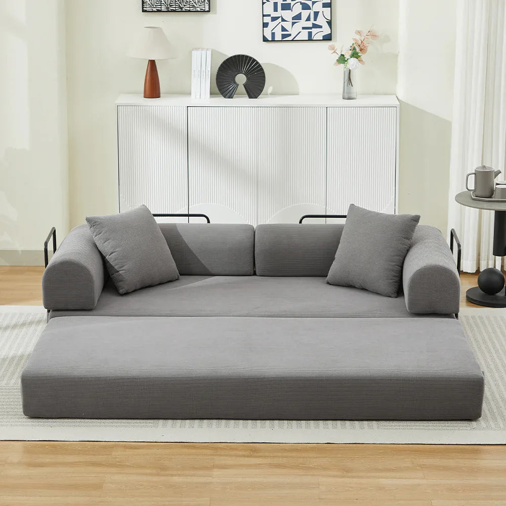 Corduroy Folding Sofa Bed With Foam Spring Mattress - Omega Lifestyles