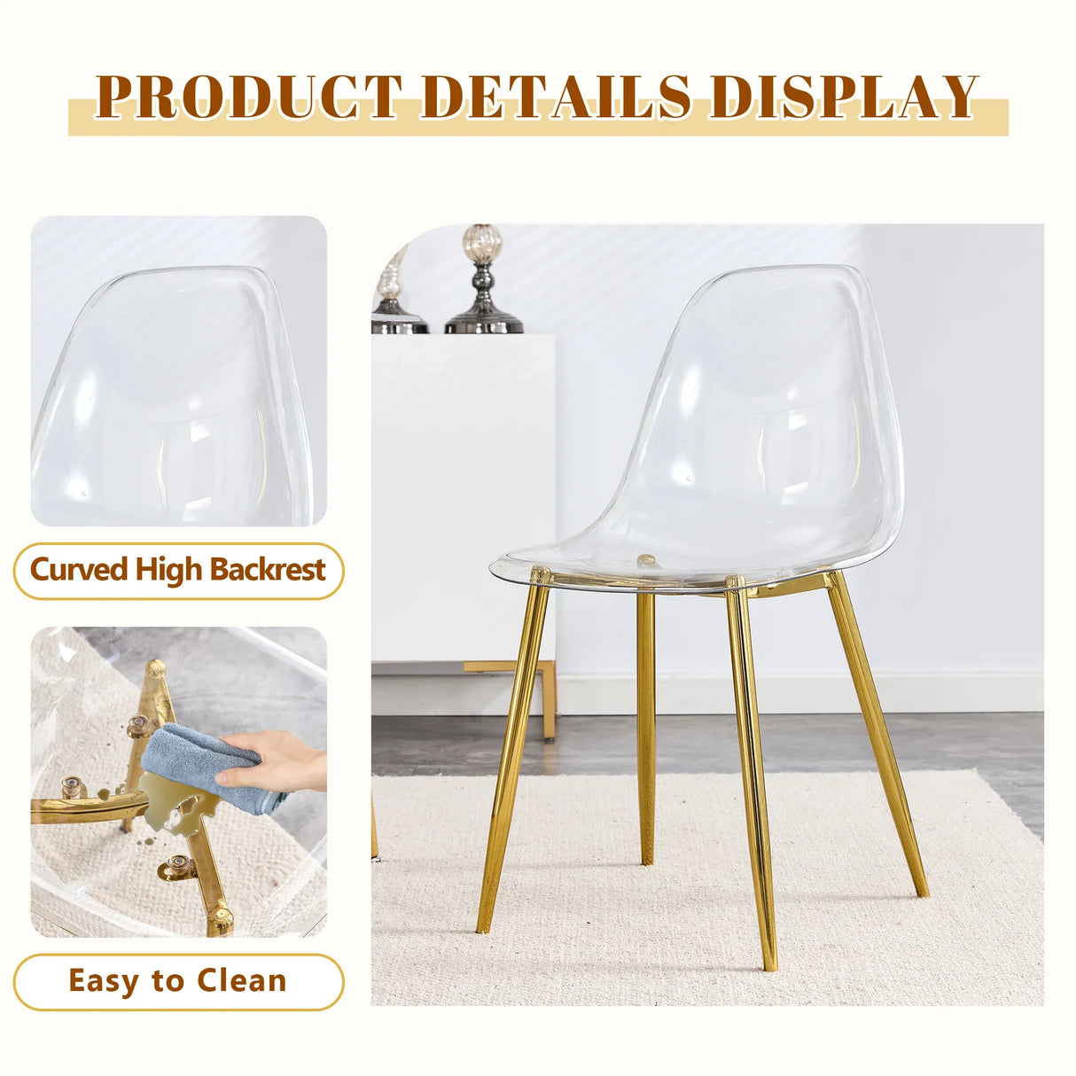 Modern Tempered Glass Dining Table And 6 Gold Chairs Set - Omega Lifestyles