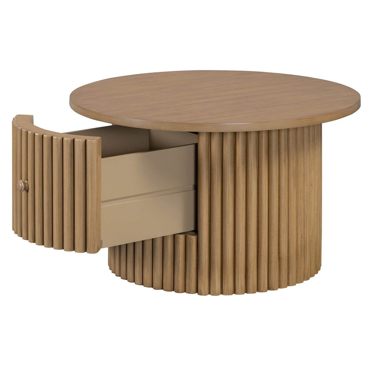 Round Farmhouse Coffee Table With Drawer - Sleep Galleria