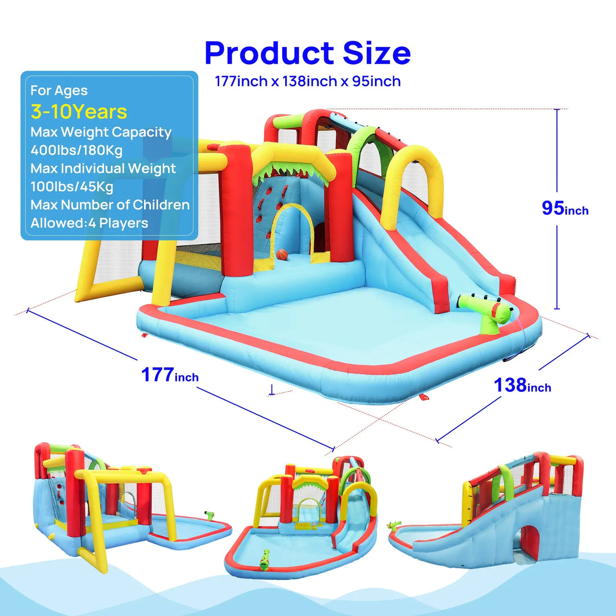 7-in-1 Inflatable Outdoor Water Park Bounce House - Omega Lifestyles