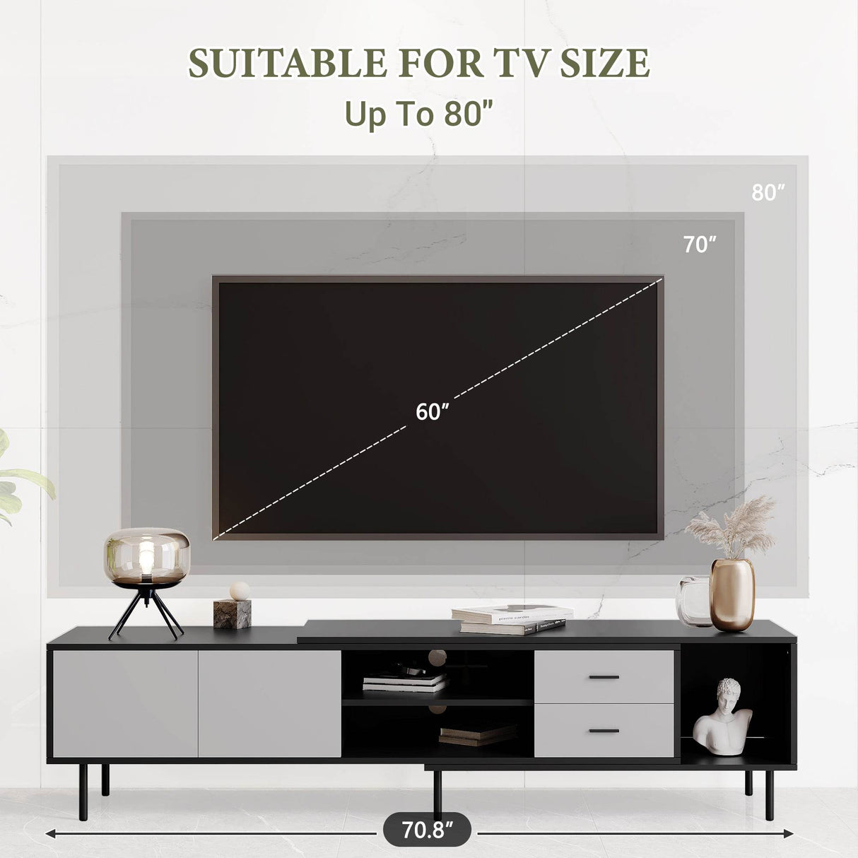 Modern Minimalist Black Grey MDF TV Stand - Sleep Galleria