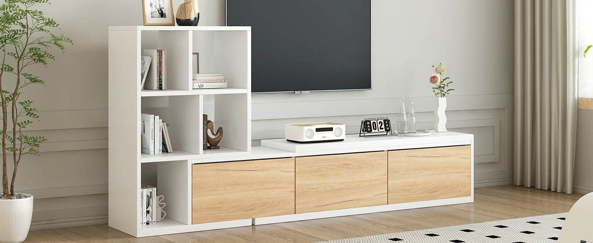 Adjustable Extendable White MDF TV Stand With Storage - Sleep Galleria