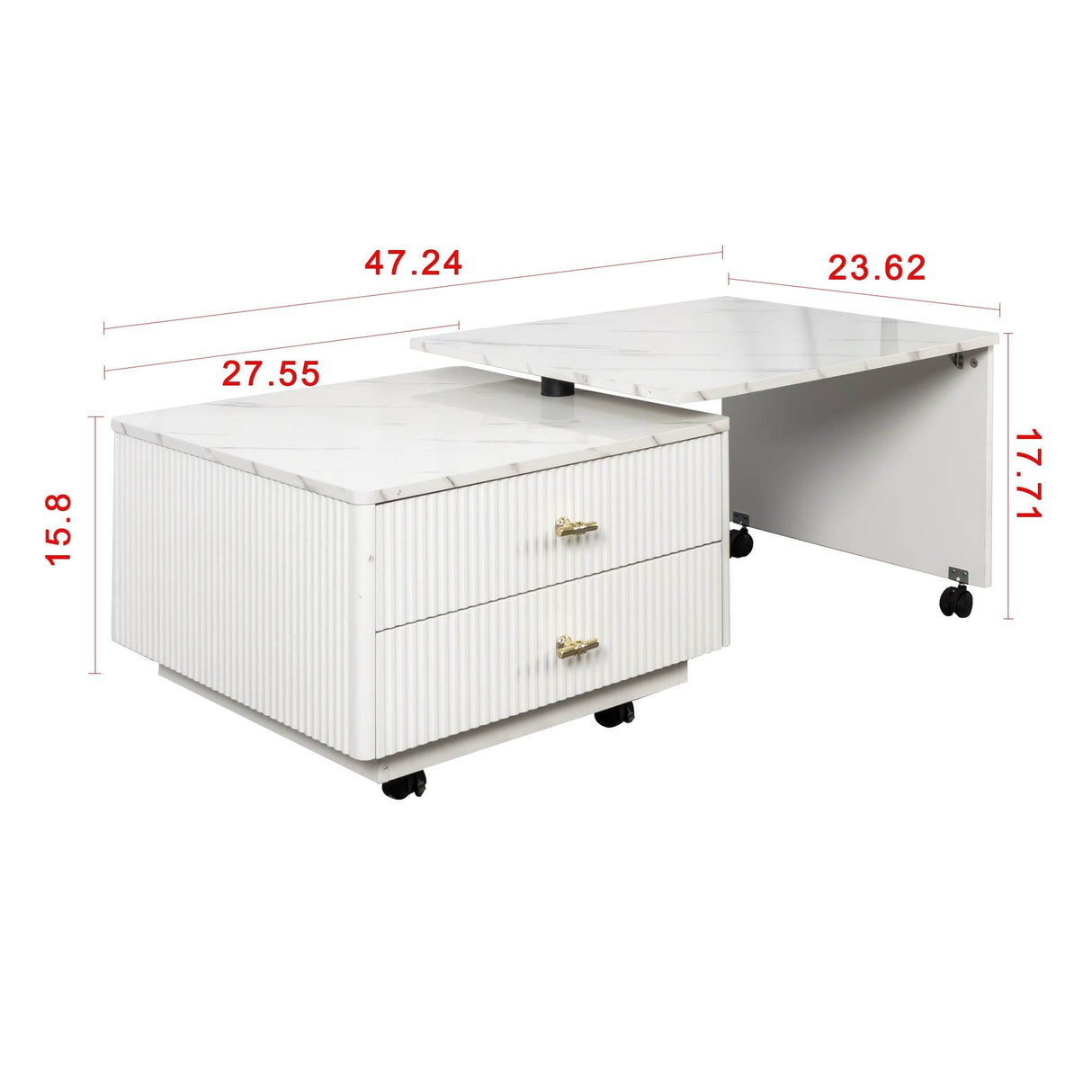 Extendable Swivel Square Coffee Table With Storage Drawers - Sleep Galleria