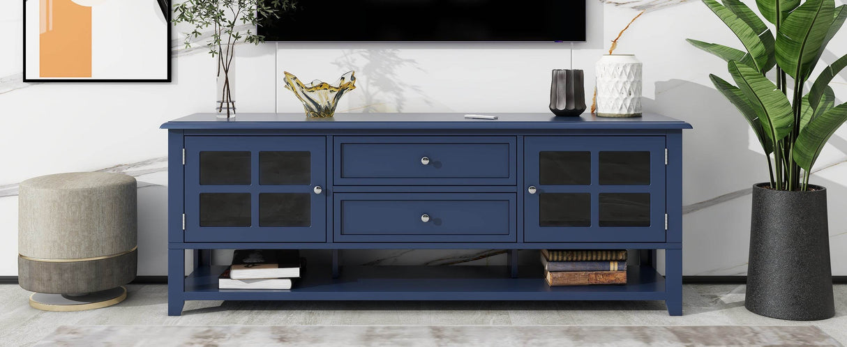 Modern Blue MDF TV Stand With Storage Cabinet - Sleep Galleria