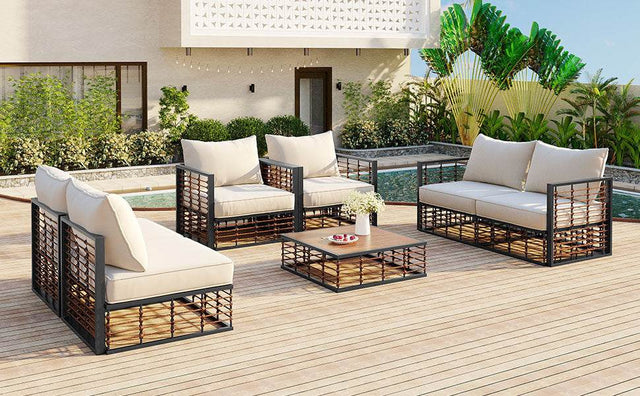 7-Piece Modern Metal Outdoor Patio Sectional Sofa Set - Omega Lifestyles