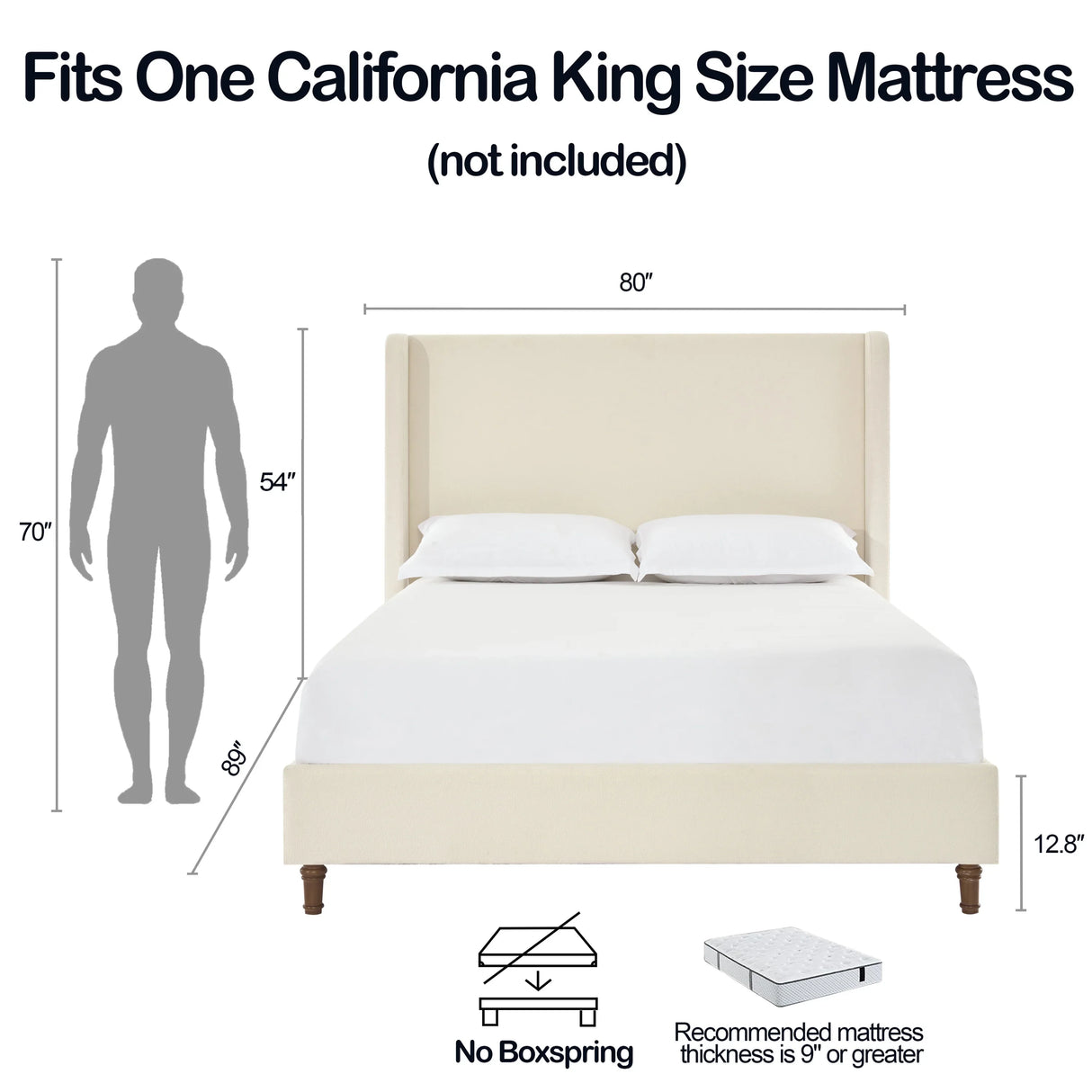 California King Contemporary Boucle Upholstered Bed Frame - Omega Lifestyles