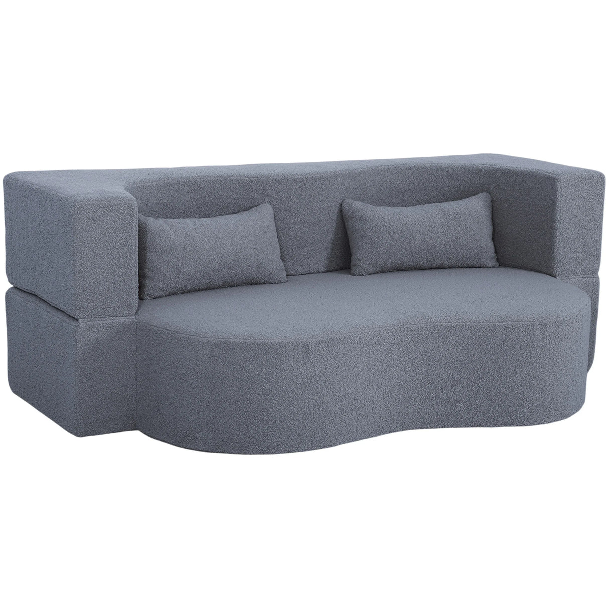 Full Size Convertible Teddy Fabric Sofa Bed With Pillows - Omega Lifestyles