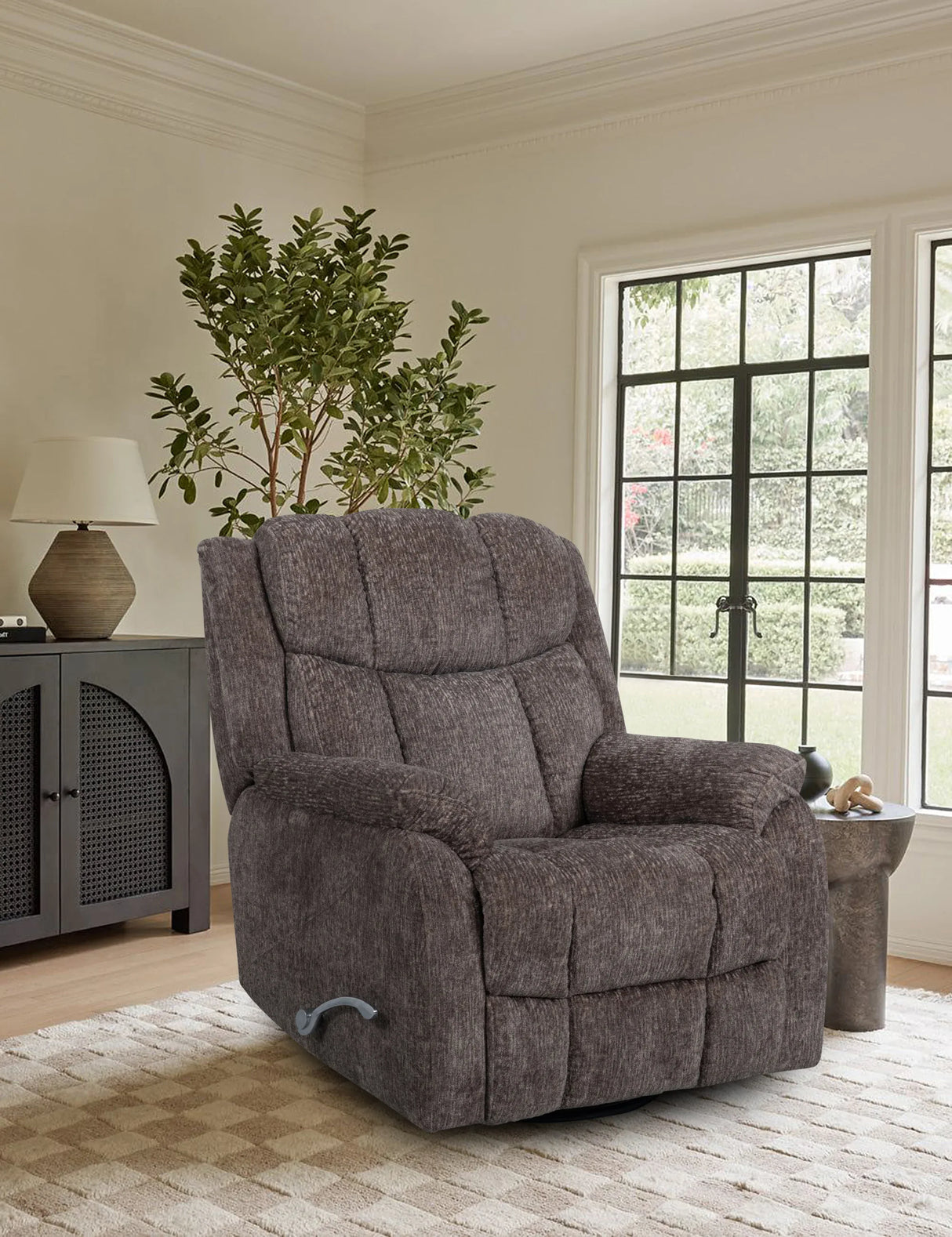 Soft Chenille Manual Swivel Recliner With Heavy Duty Foam - Omega Lifestyles