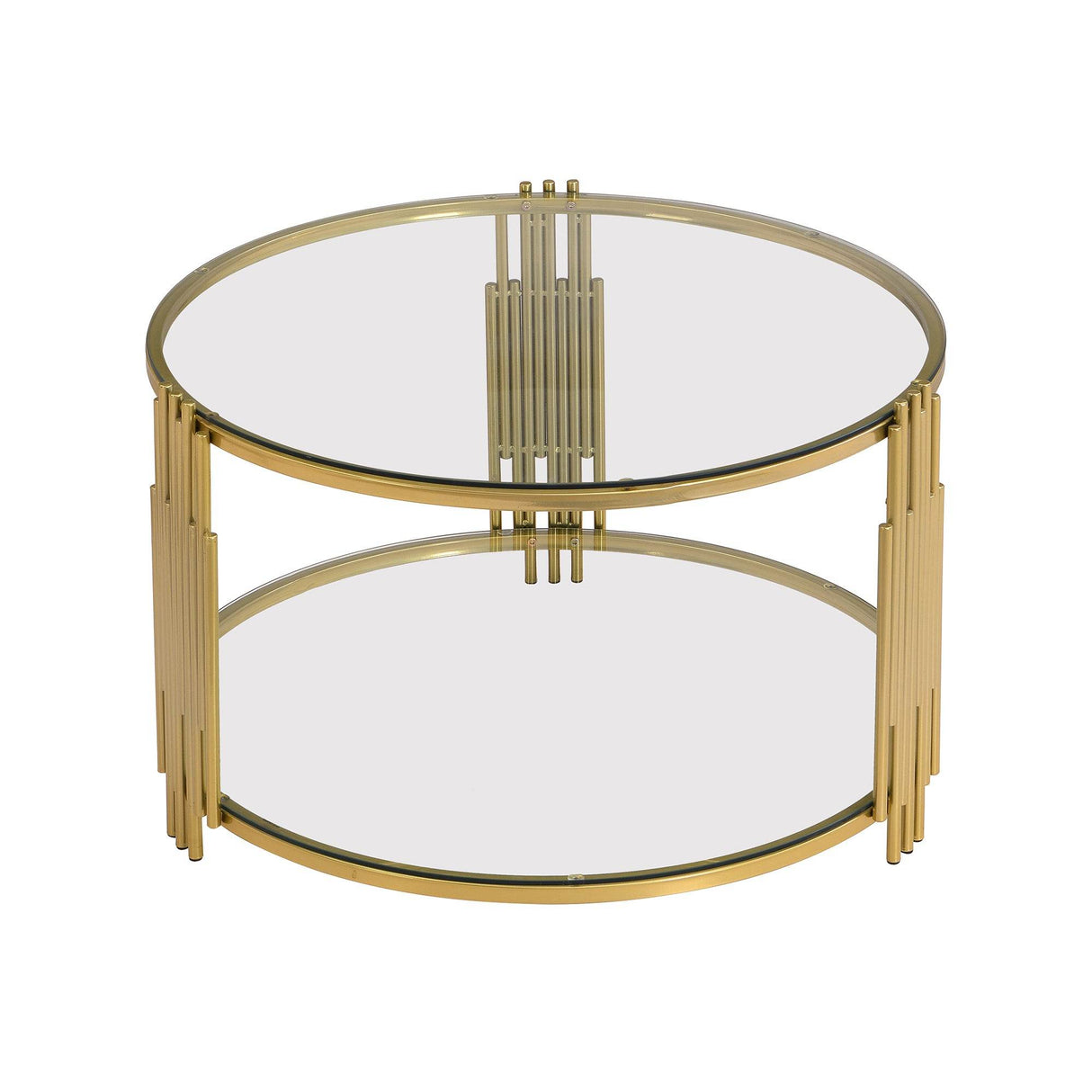 Modern Round Tempered Glass Coffee Table With Shelf - Sleep Galleria