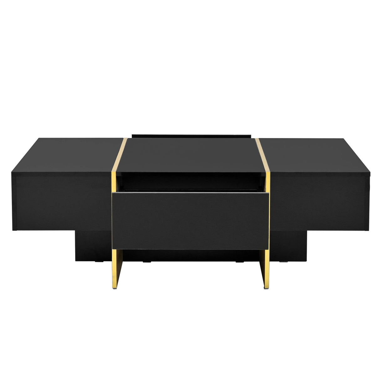 Minimalist High Gloss Black And Gold Coffee Table - Sleep Galleria