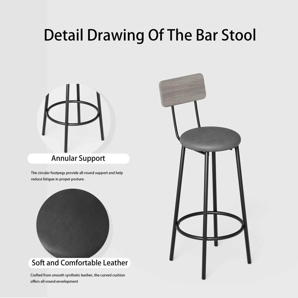 Bar Table Set With 4 PU Upholstered Soft Seat Stools - Omega Lifestyles