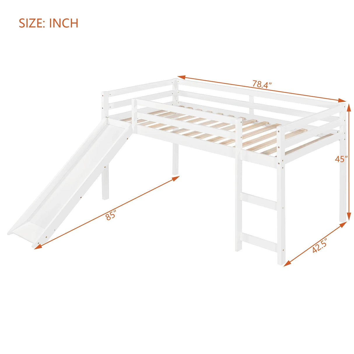 Twin Solid Wood Loft Bed With Ladder And Slide - Omega Lifestyles