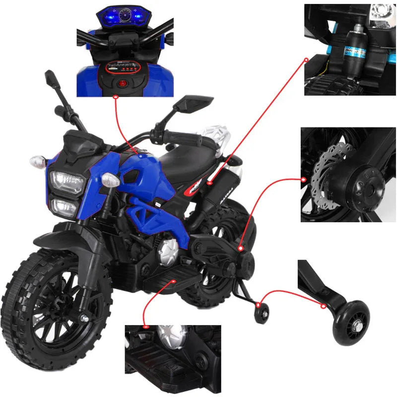 12V Kids Electric Ride-On Motorcycle With Training Wheels - Omega Lifestyles