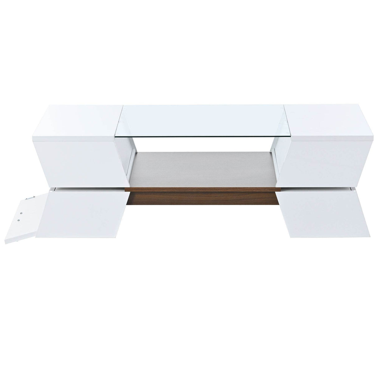 Modernist 2-Tier White Glass Top Coffee Table - Sleep Galleria
