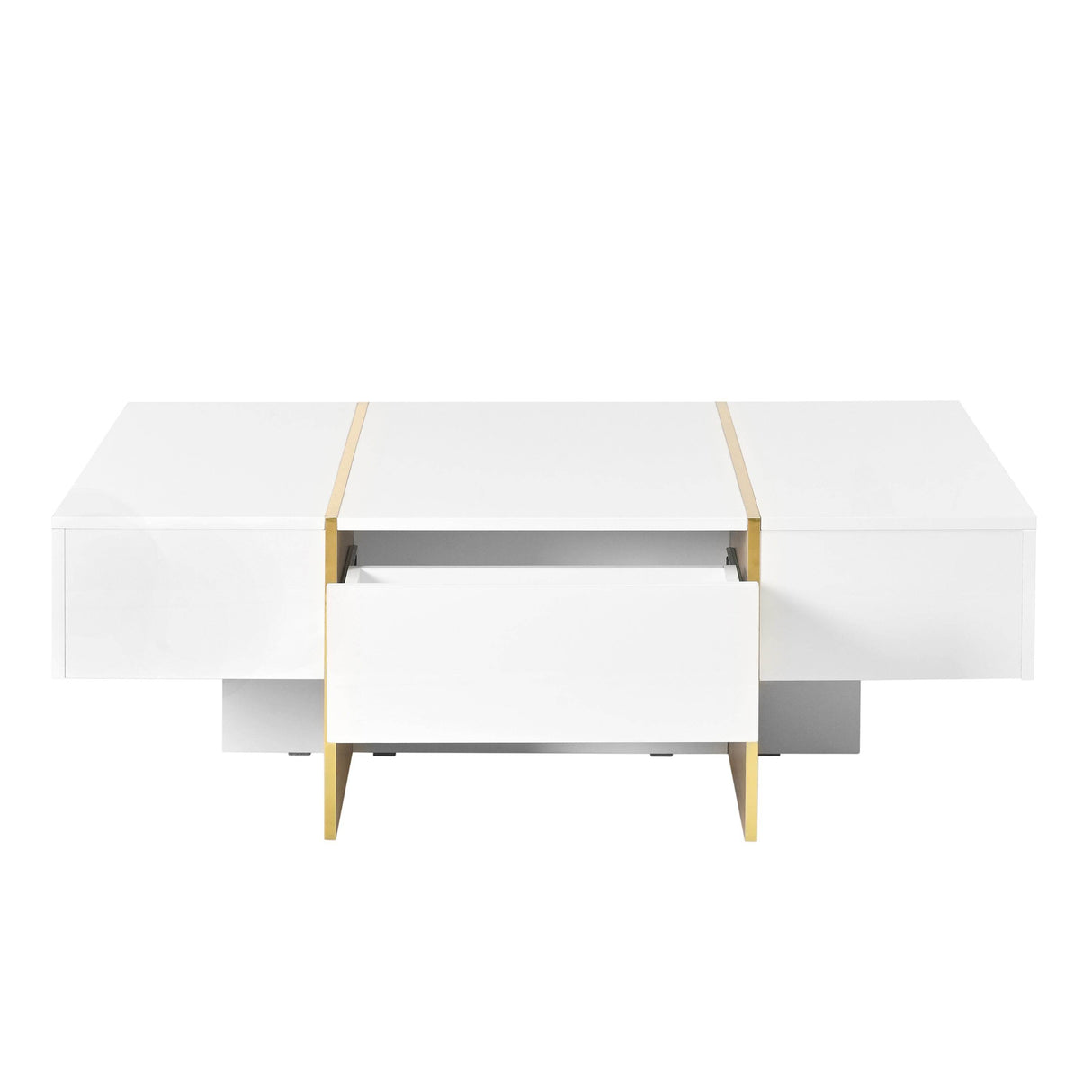 Minimalist White High Gloss Coffee Table With Drawers - Sleep Galleria