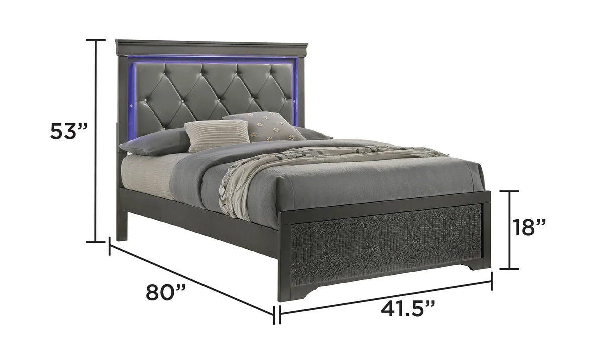 Modern Twin Upholstered Wood Bed Frame With LED Headboard - Omega Lifestyles