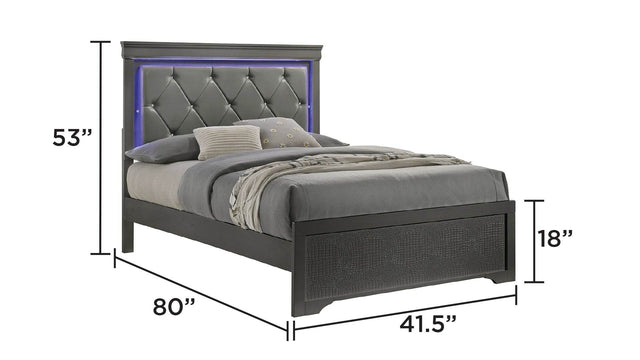 Blaze Twin Bed Frame With Upholstered Tufted LED Headboard - Omega Lifestyles