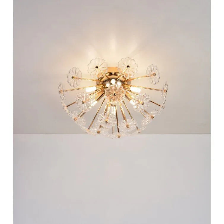 Golden Crystal Flush Mount Ceiling Light Fixture - Omega Lifestyles