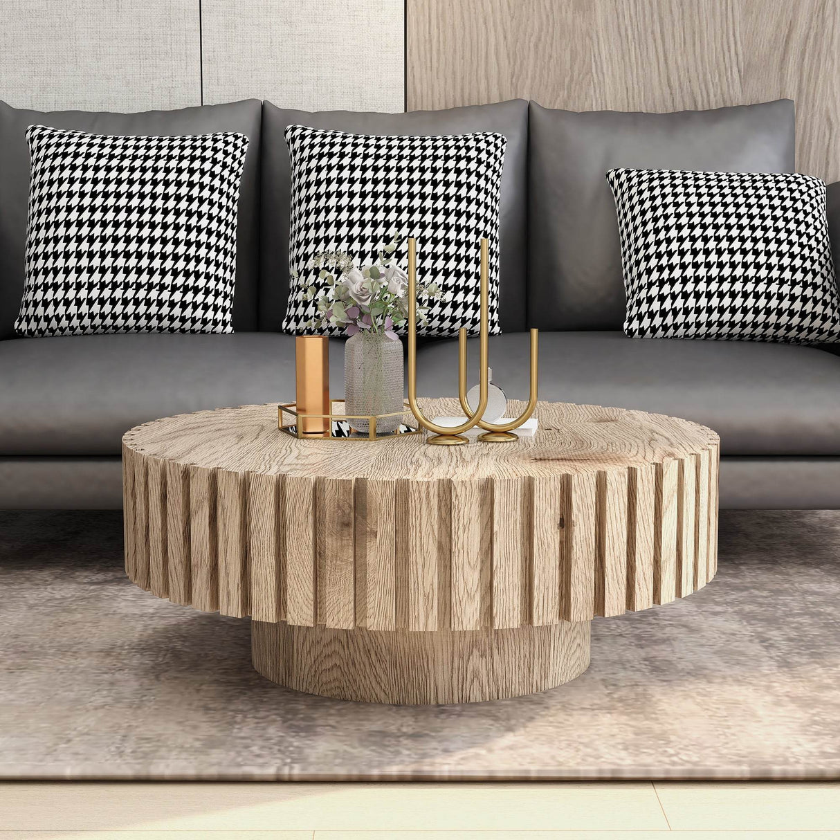 Modern Minimalist Round Wood MDF Coffee Table - Sleep Galleria