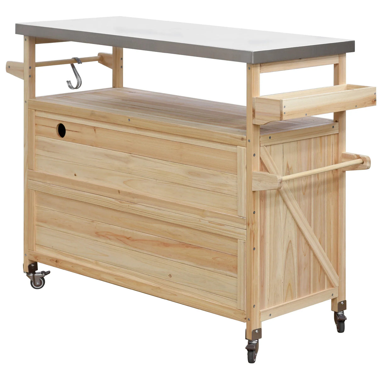 Farmhouse Solid Fir Wood Outdoor Kitchen Island Cart - Omega Lifestyles