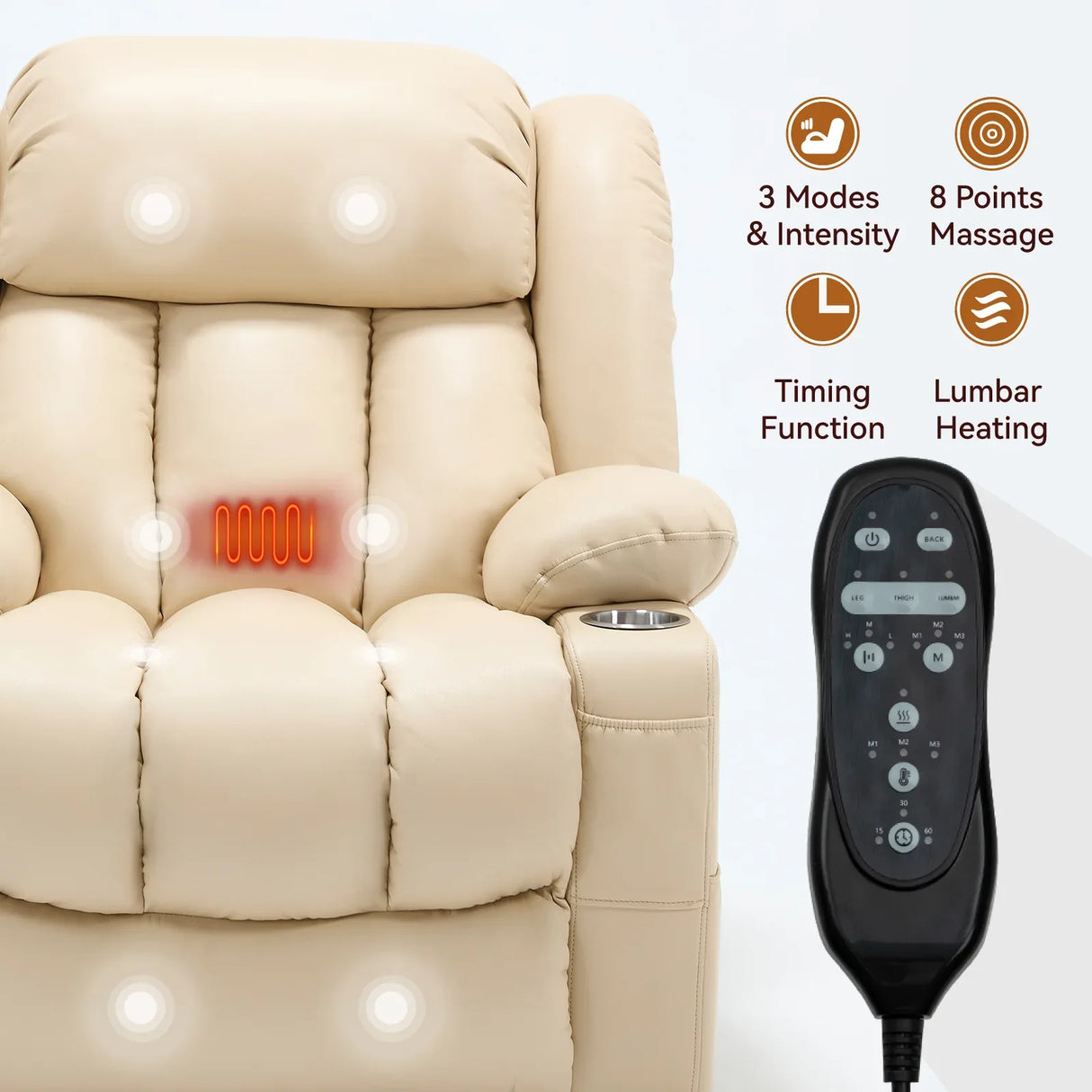 Dual Motor Power Lift Recliner Chair With Massage Heating - Omega Lifestyles