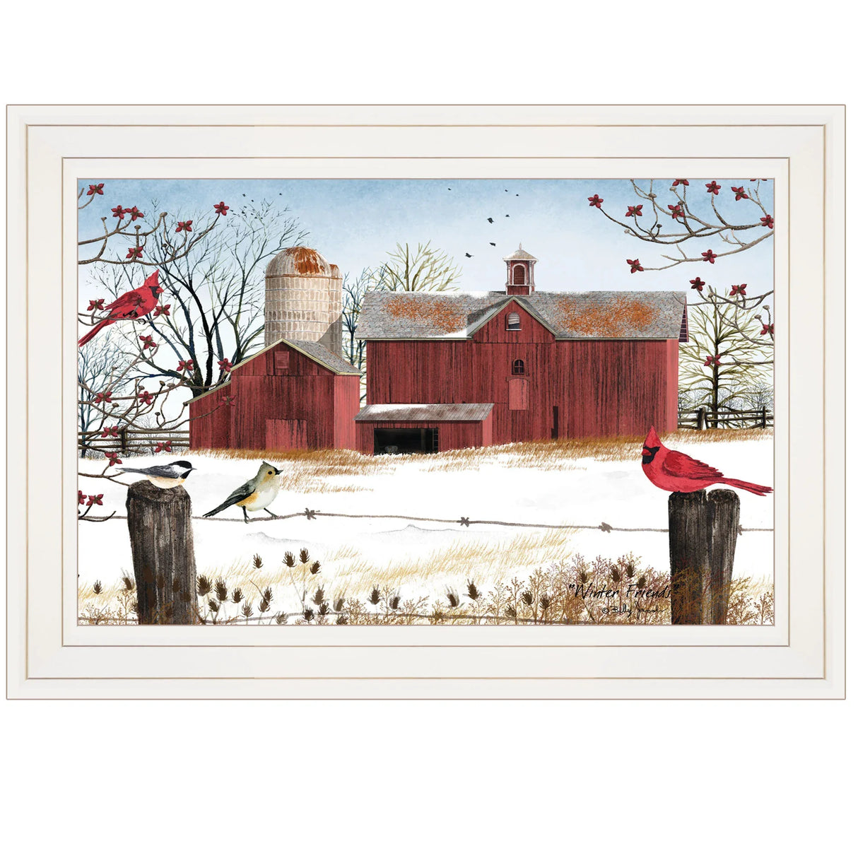 Ready To Hang Winter Friends Multicolor Paper Framed Print - Omega Lifestyles