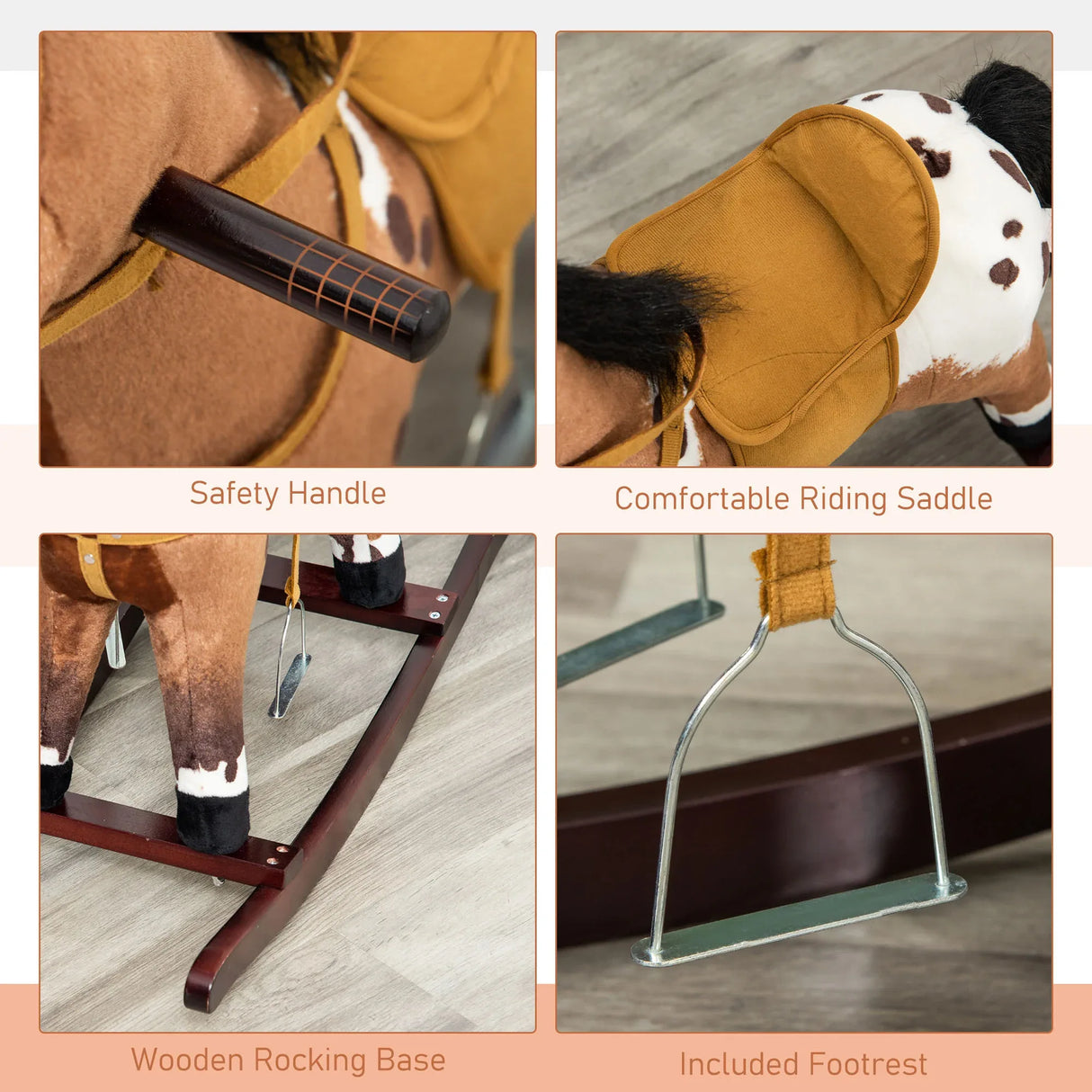 Plush Kids Metal Rocking Horse Chair With Sounds - Omega Lifestyles