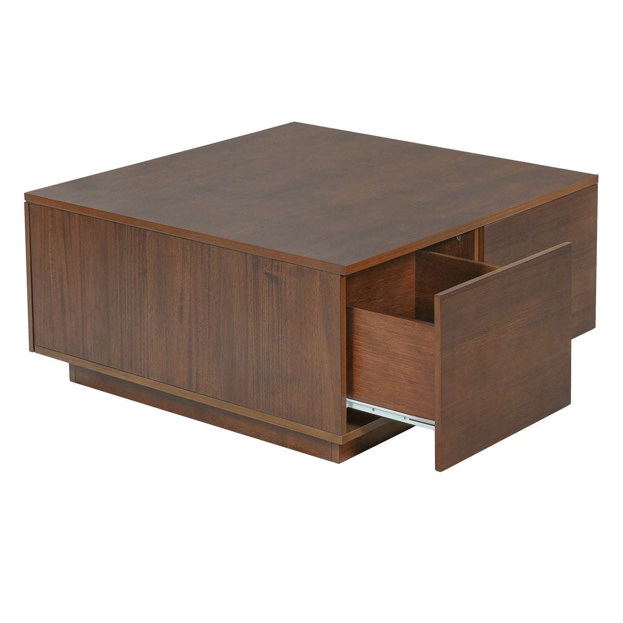 Modern Walnut Square Coffee Table With Four Drawers - Sleep Galleria