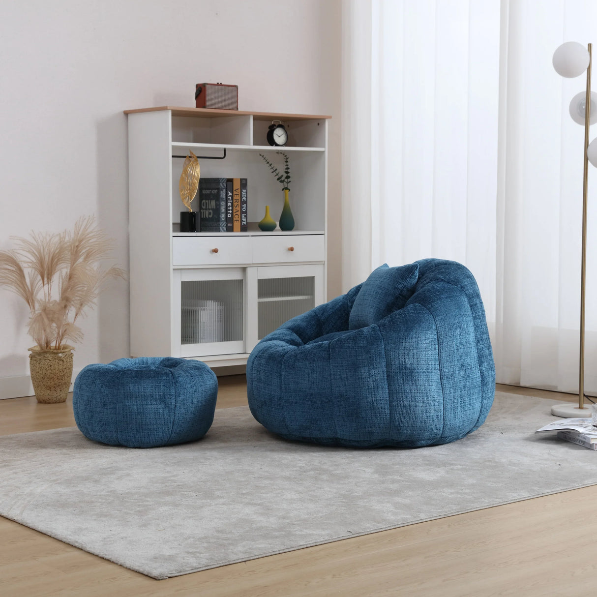 Chenille Foam Filled Ergonomic Round Chair With Ottoman - Omega Lifestyles