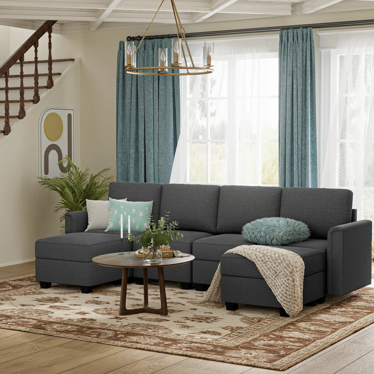 Modular 6-Seater Memory Foam Sectional Sofa With Storage - Omega Lifestyles