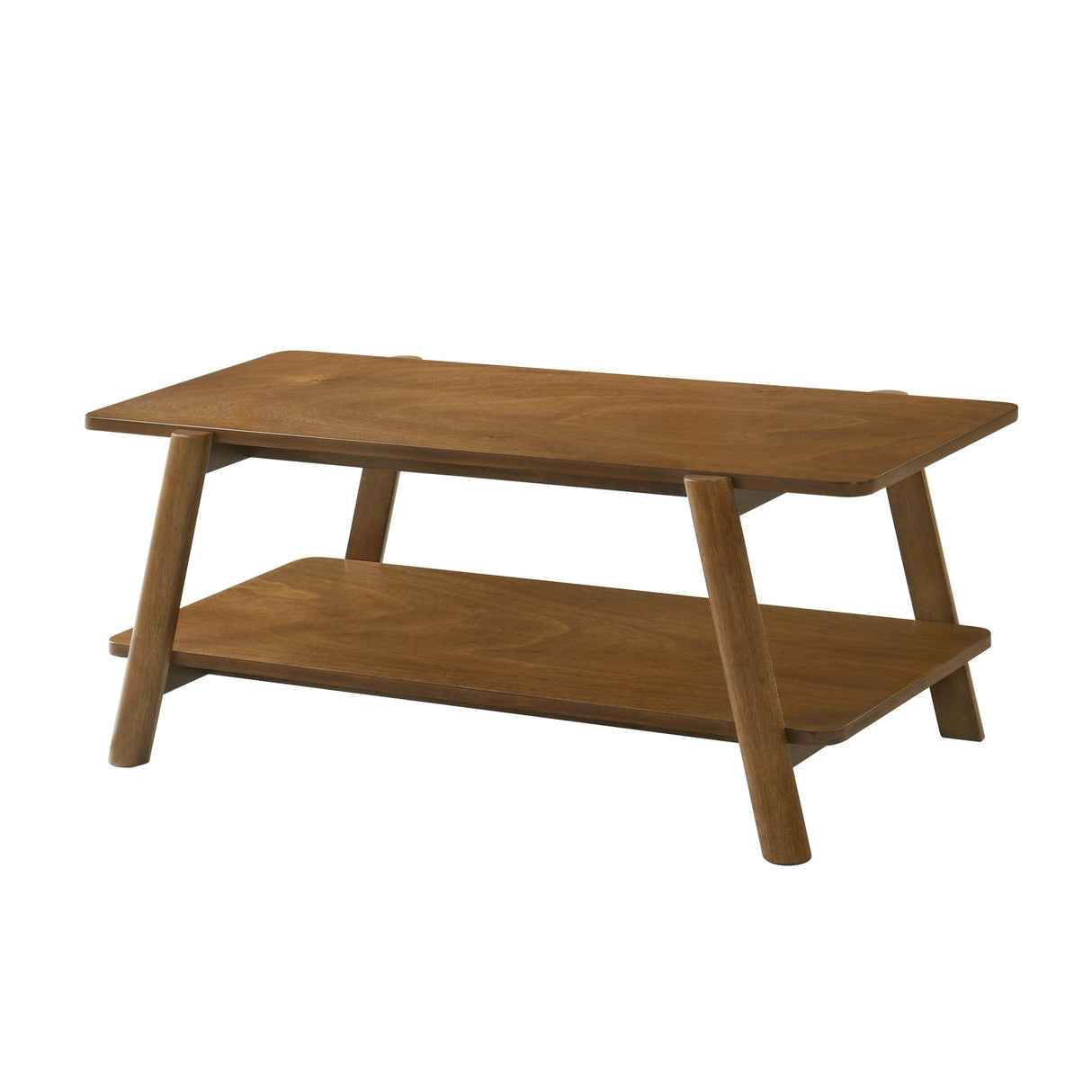 Mid-Century Modern Walnut Wood Shelf Coffee Table - Sleep Galleria