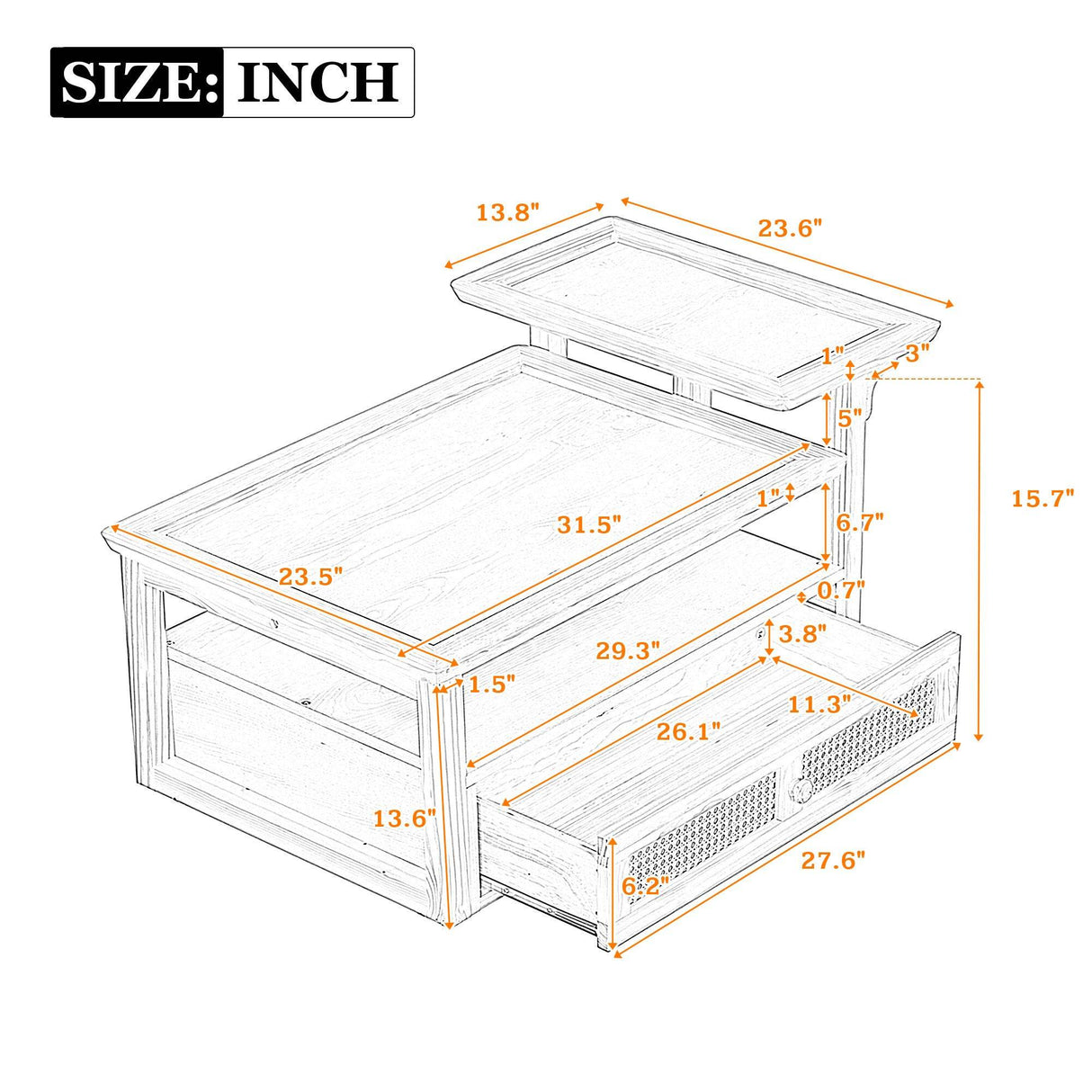 Modern Dark Brown MDF Coffee Table With Storage Drawer - Sleep Galleria