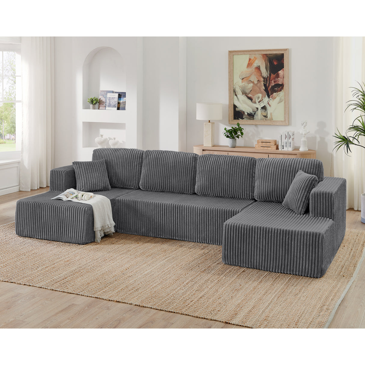 Minimalist Modular 5-Seat Foam Upholstered Sectional Sofa