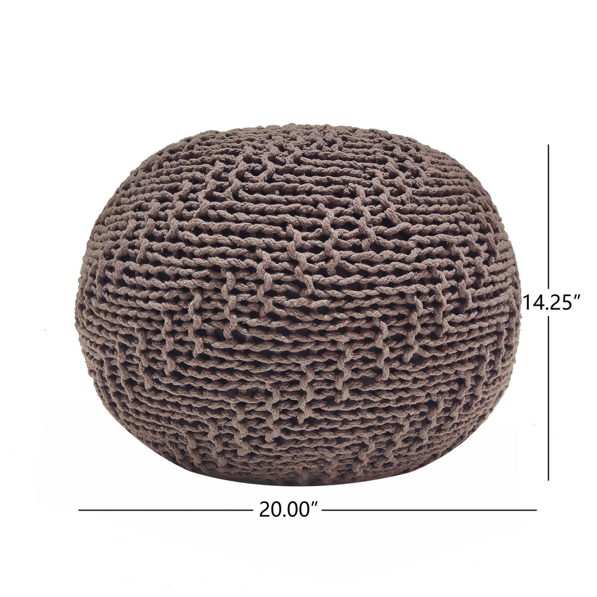 Modern Knit Weave Cotton Pouf Light Brown 20-Inch - Omega Lifestyles