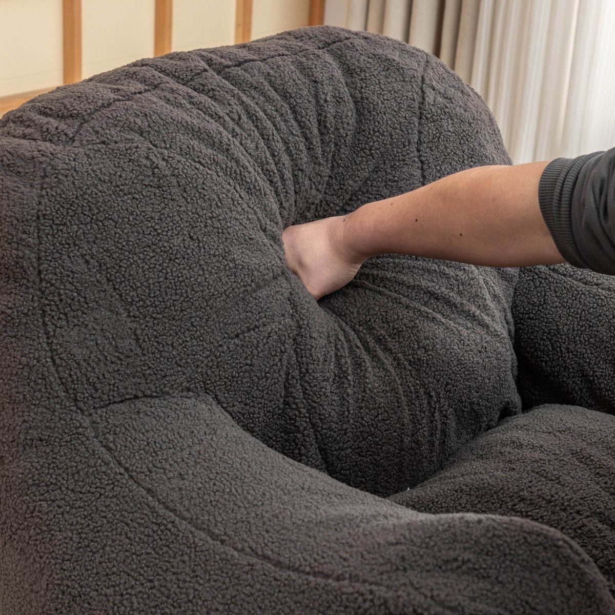 Dark Gray Teddy Foam Bean Bag Chair - Sleep Galleria