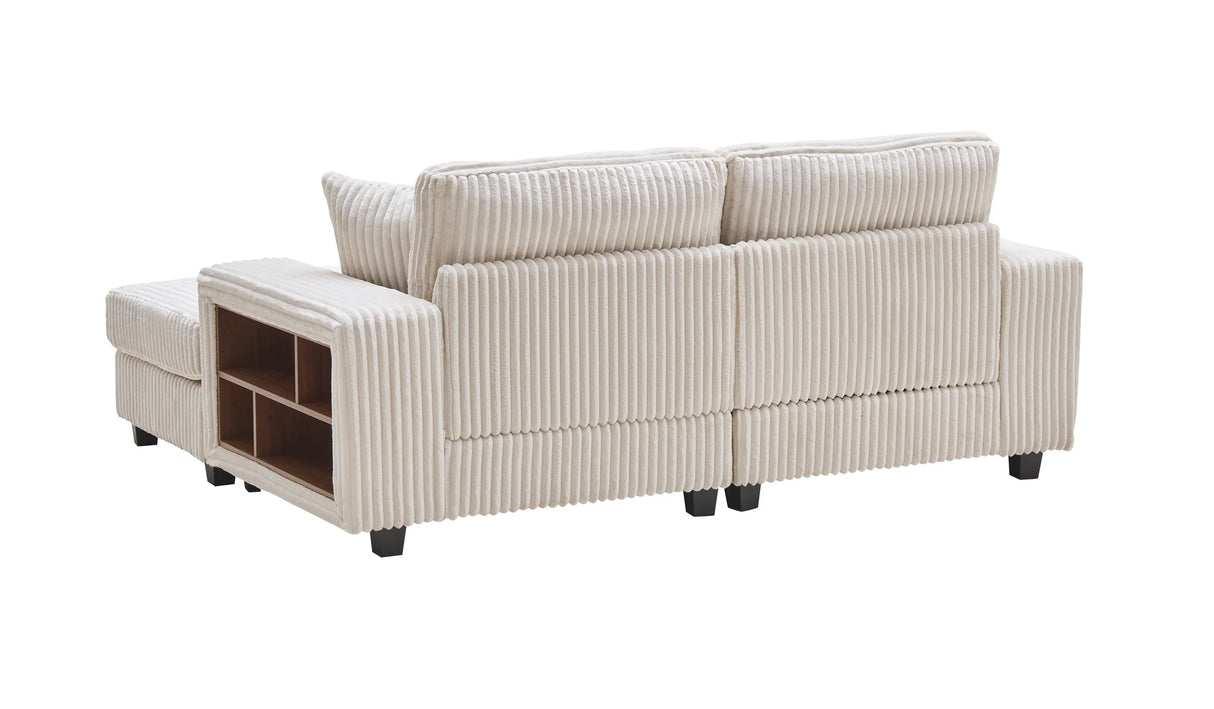 Convertible Corduroy Fabric Sleeper Sofa Chair With Storage - Omega Lifestyles