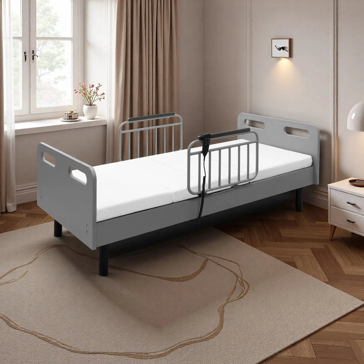 Medium Pressure-Relieving Memory Foam Adjustable Hospital Bed - Omega Lifestyles