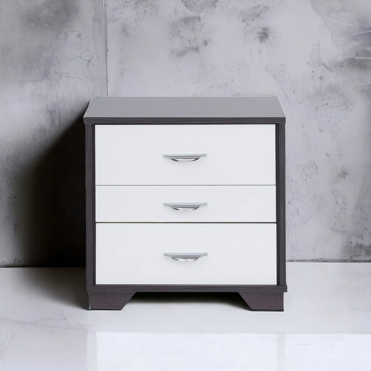 Contemporary White And Black MDF Accent Nightstand - Omega Lifestyles