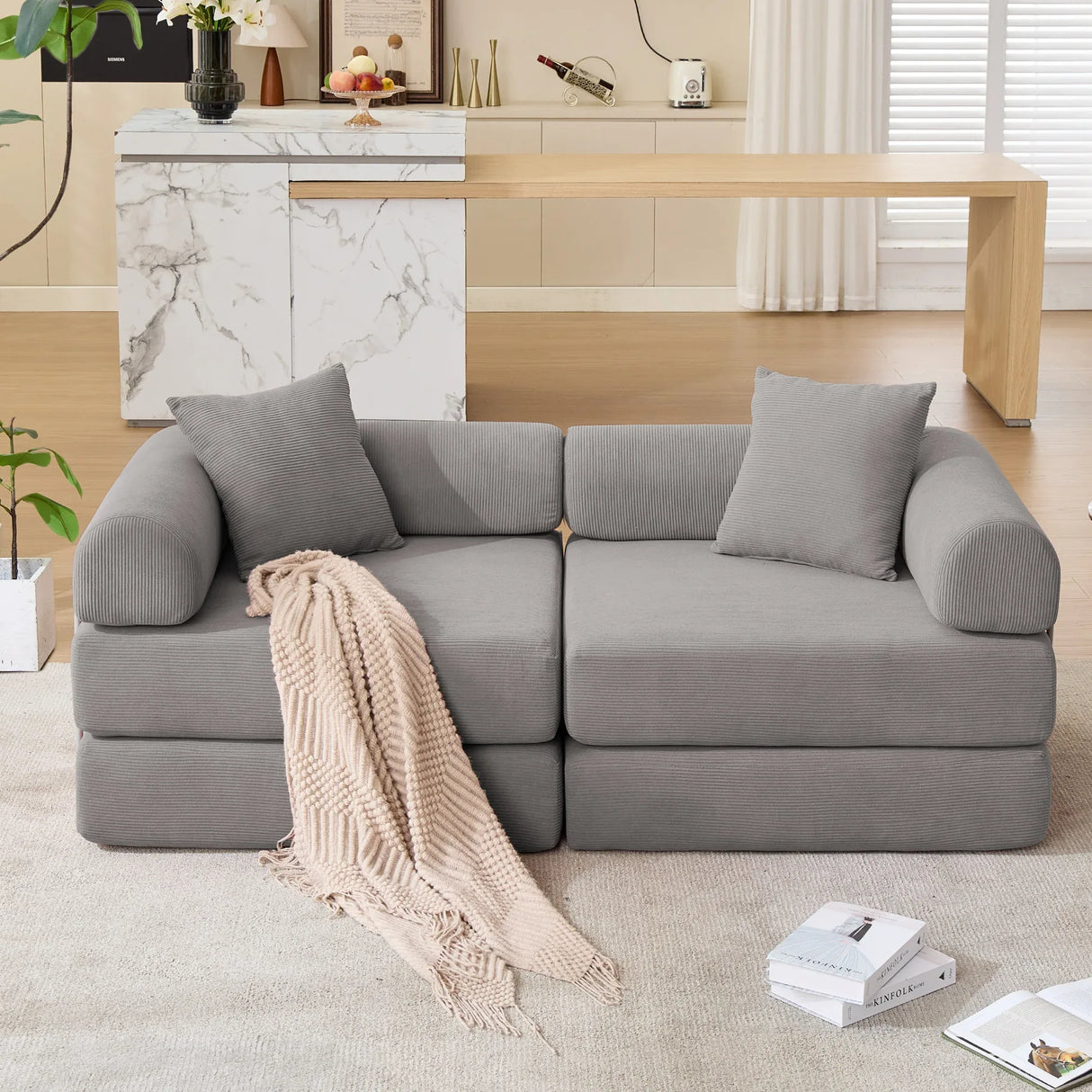 Modular Corduroy Folding Convertible Sofa Bed - Omega Lifestyles