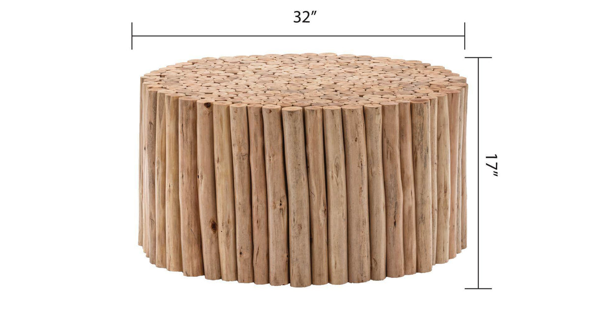 Modern Natural Wood Round Coffee Table With Storage - Omega Lifestyles