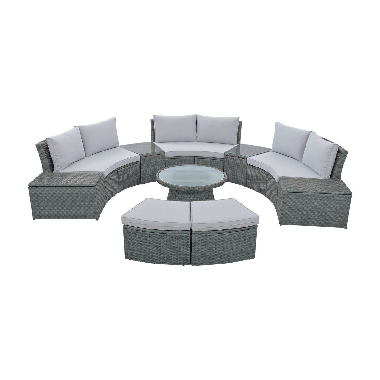 10-Piece Outdoor PE Rattan Patio Sectional Sofa Set