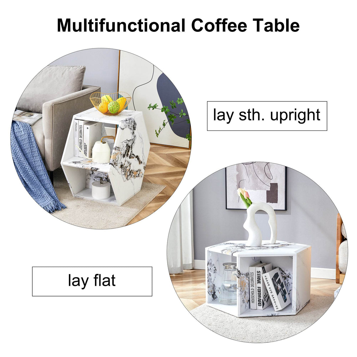Hexagonal MDF Modern Stand-Up Coffee Table - Sleep Galleria
