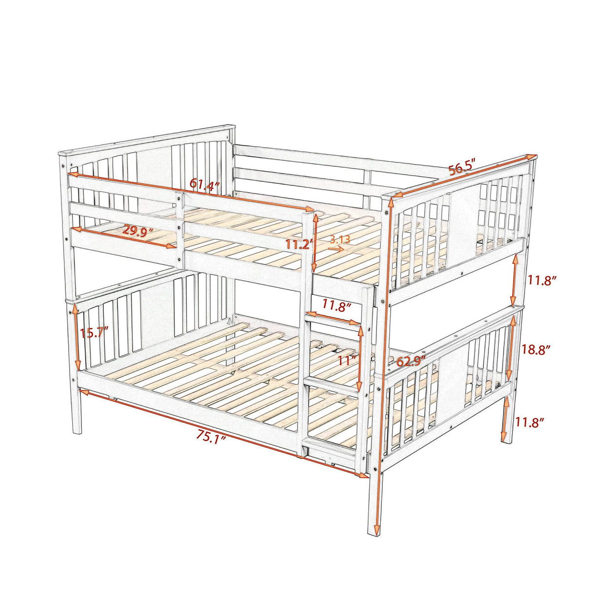 Full Over Full Solid Wood Gray Bunk Bed - Omega Lifestyles
