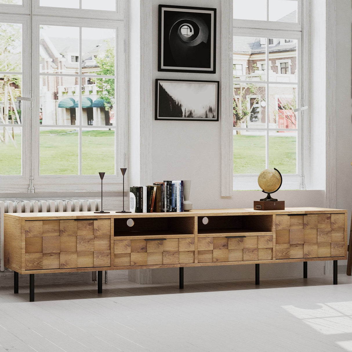 Mid Century Modern TV Stand With Storage Drawers - Sleep Galleria