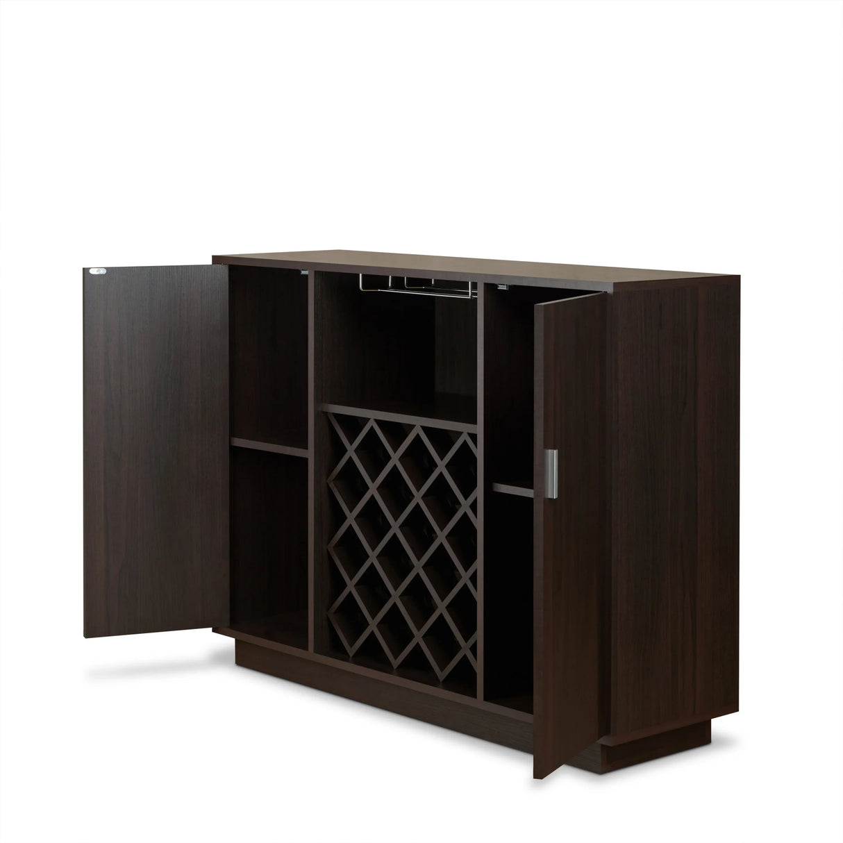 Espresso Synthetic Wood Wine Cabinet With Rack - Omega Lifestyles