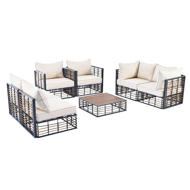 7-Piece Modern Metal Outdoor Patio Sectional Sofa Set - Omega Lifestyles